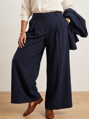 Anthropologie - Stunning Maeve: Extra Wide-Leg Dress Pants - Navy